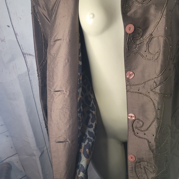 Vintage Anage Brown Silk/Sequin Jacket - Picture 3 of 11